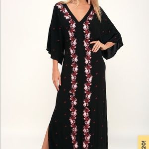 Amuse Society Mona Embroidered Kaftan Maxi Dress